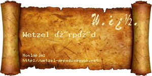 Wetzel Árpád névjegykártya